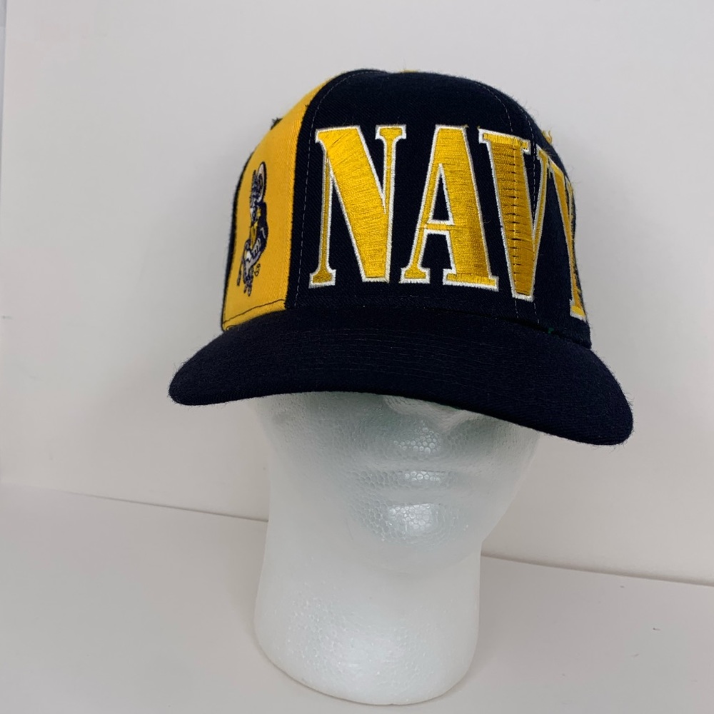 Vintage Starter Naval Academy Tri Power Natural Wool Hat Vtg Navy Snapback